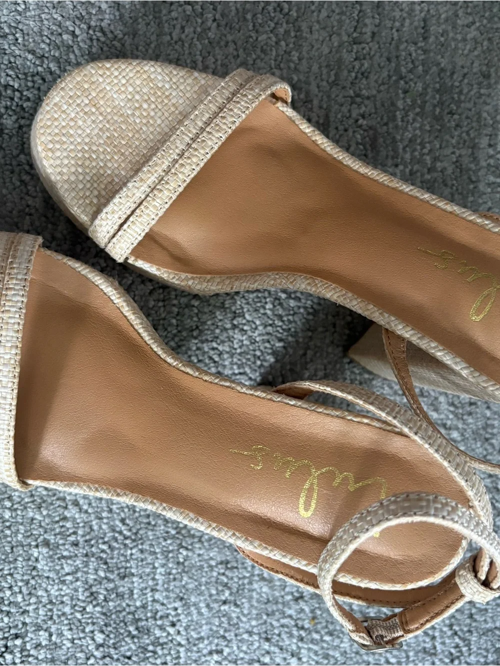 Lulus Brocktan Natural Raffia Platform Ankle Strap High Heel Sandals